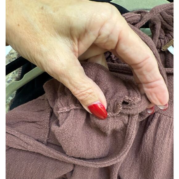 Free people brown Lera Ruffle Dress in Henna 100% oversized Med fits to a large - Picture 7 of 8